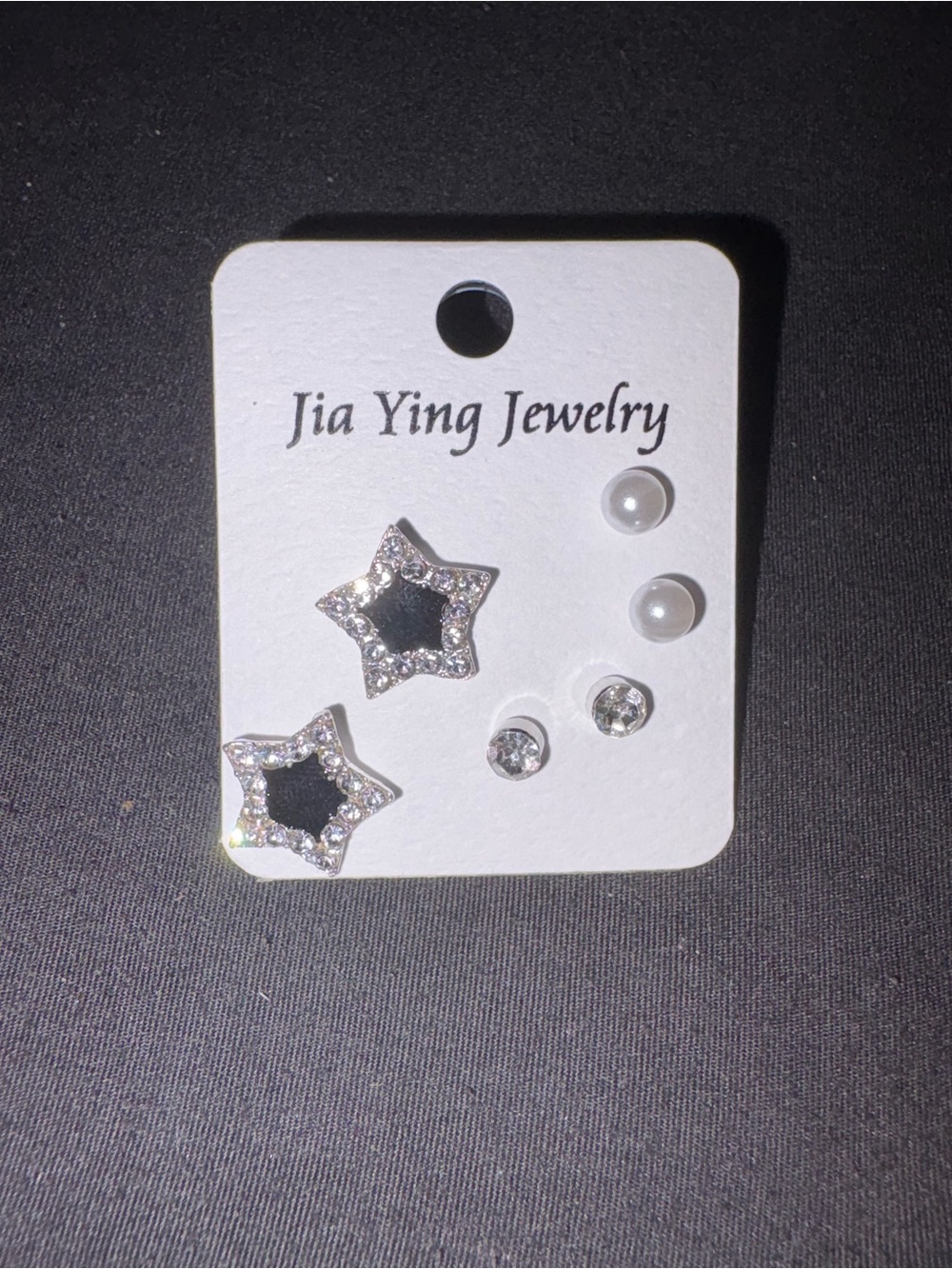 Fashion Jewelry Black Star, Pearl & Crystal Earring Trio